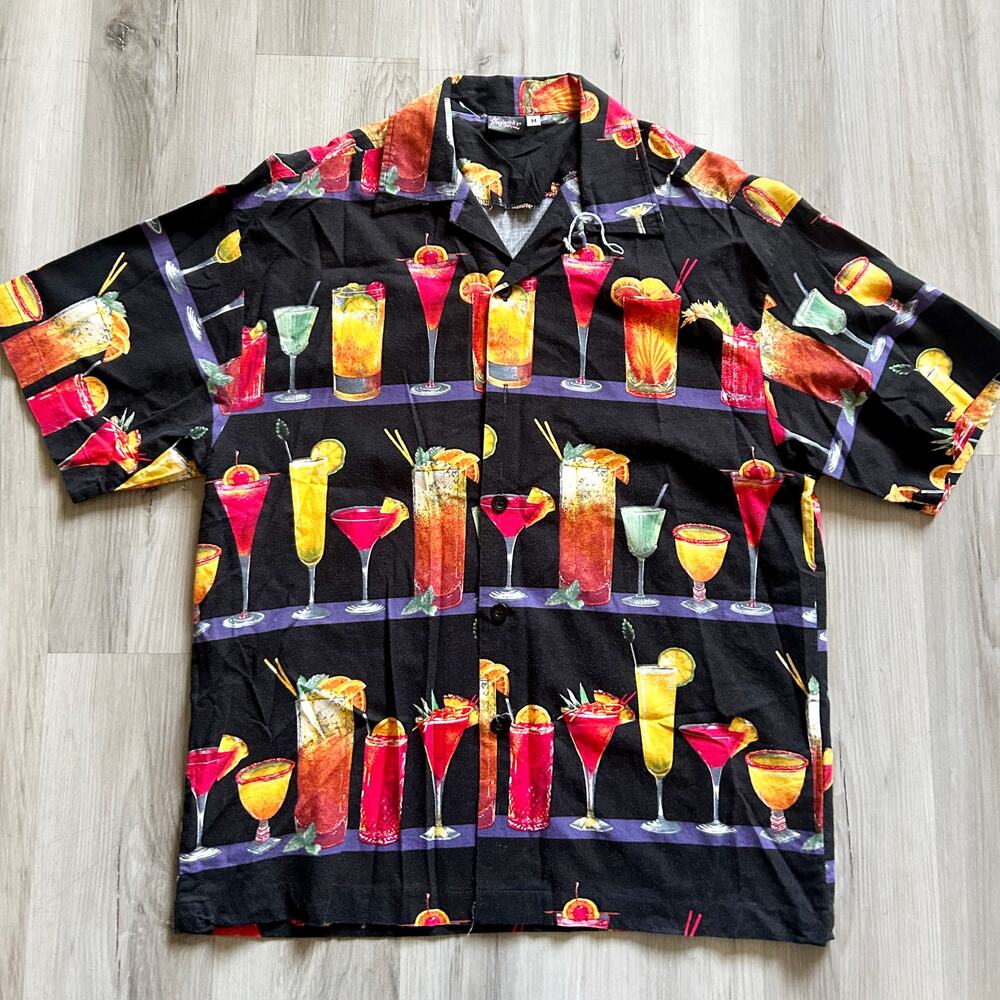 Fredrick’s of Hollywood VTG 1970s Men’s Hawaiian Cocktail Button Down Shirt Sz M